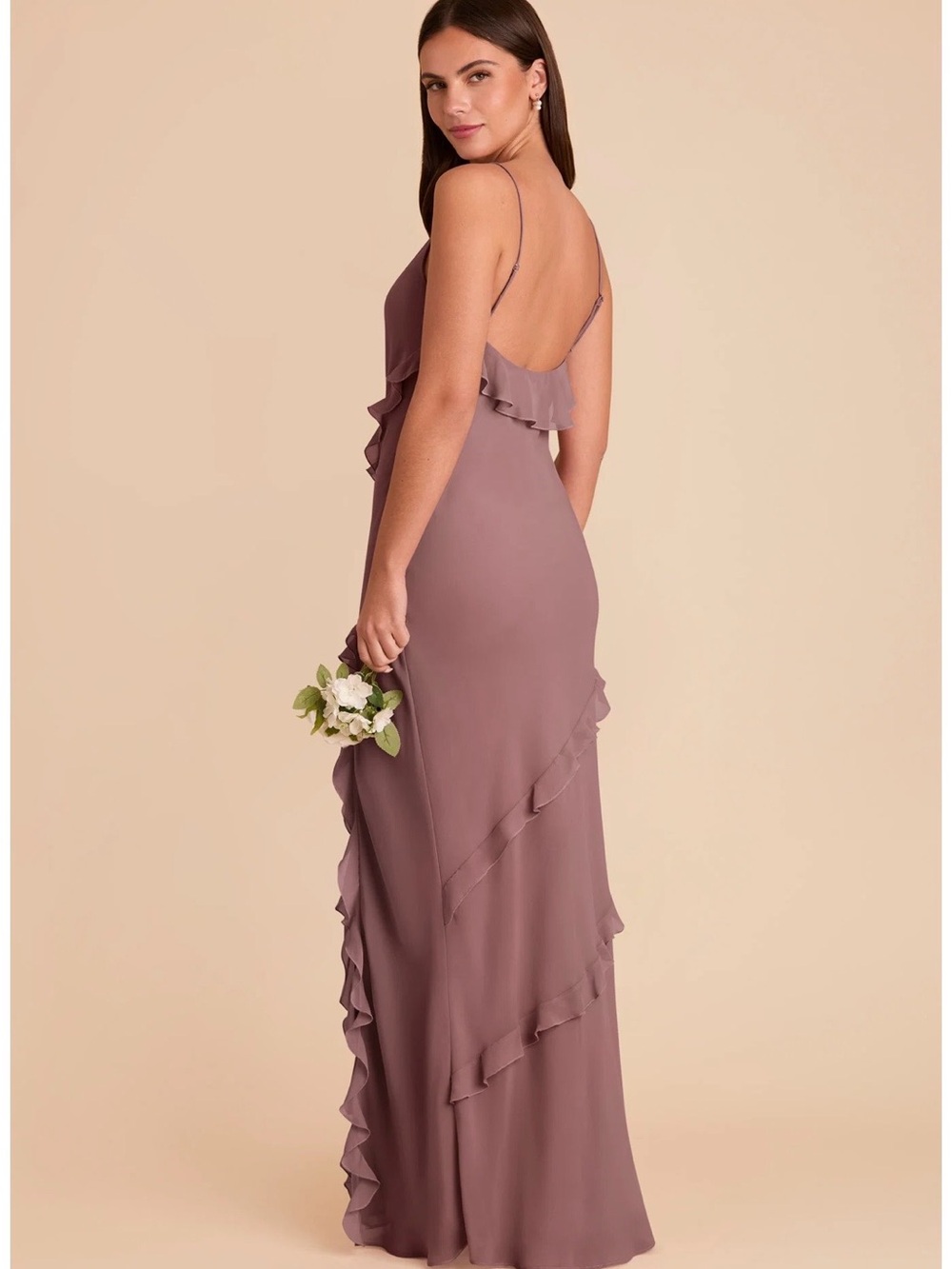 Birdy Grey Valentina Chiffon Dress in Dark Mauve - Picture 2 of 3